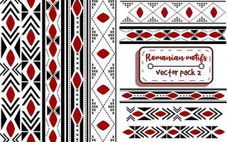 Roemeens traditioneel borduurwerk met Moldavische motieven. naadloze patronen en randen met nationale gebreide balkanische elementen. kruissteek Oekraïense en Oost-Europese linten. vector