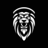 leeuw zwart en wit mascotte ontwerp vector