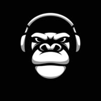 gorilla zwart en wit mascotte ontwerp vector