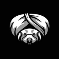 rood panda zwart en wit mascotte ontwerp vector