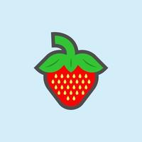 aardbei vector klem kunst. rijp rood aardbei Aan licht blauw achtergrond vector. minimaal stijl rood aardbei. fruit vector klem kunst. vrij aardbei vector illustratie.