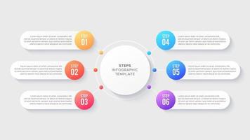 zes 6 stappen opties cirkel bedrijf infographic modern ontwerp sjabloon vector