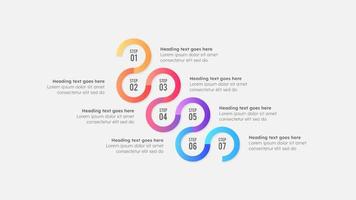 zeven 7 stappen opties cirkel bedrijf infographic modern ontwerp sjabloon vector