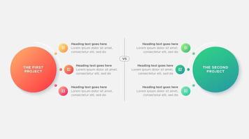 werkwijze workflow Kenmerken opties vergelijking tabel diagram cirkels infographic ontwerp sjabloon vector