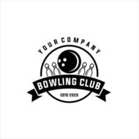 vector wijnoogst monochroom stijl bowling logo icoon symbool