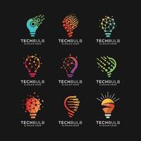 reeks van modern tech lamp logo ontwerpen concept, pixel technologie lamp idee logo sjabloon vector