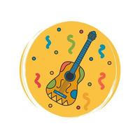 schattig logo of icoon vector met traditioneel Mexicaans gitaar, illustratie Aan cirkel met borstel textuur, voor sociaal media verhaal en highlights