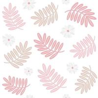 schattig hand- getrokken bloemen naadloos patroon vector achtergrond met bladeren en madeliefje bloemen . elegant kleurrijk sjabloon voor mode afdrukken, kleding stof of behang