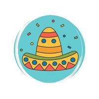 schattig logo of icoon vector met sombrero, illustratie Aan cirkel met borstel textuur, voor sociaal media verhaal en highlights