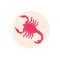schattig logo of icoon vector met roze Schorpioen in hedendaags abstract stijl, illustratie Aan cirkel met borstel textuur, voor sociaal media verhaal en highlights