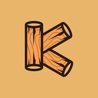 brief k hout uniek creatief logo ontwerp vector