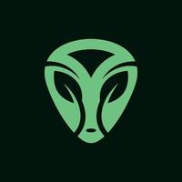 buitenaards wezen hoofd blad natuur creatief logo ontwerp vector