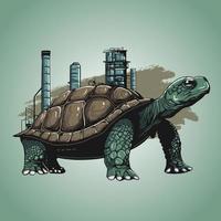 industrieel reusachtig schildpad wandelen vector illustratie