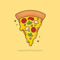 plak van pizza gesmolten cartoon vectorillustratie pictogram vector