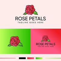 mooi rood en groen kleur roos logo ontwerp, rood roos, roze roos vector