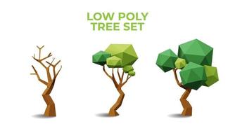 verzameling van gestileerde laag poly bomen. vector 3d illustratie.
