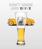 niet doen drinken en rit concept. dronken het rijden is niet toegestaan. drinken en rit bewustzijn. vector