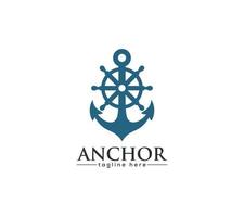 anker en schip stuurinrichting wiel navigatie logo ontwerp Aan wit achtergrond, vector illustratie.