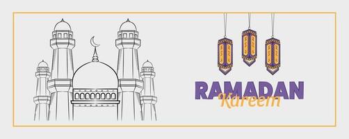 ramadan kareem banner met hand getrokken islamitische illustratie vector