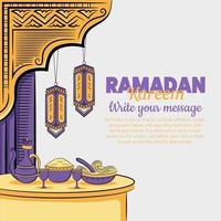 hand getrokken illustratie van ramadan kareem of eid al fitr dagen groet vector