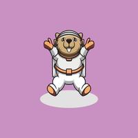 schattig Otter astronaut tekenfilm illustratie vector