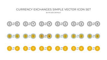 valuta uitwisseling gemakkelijk vector icoon reeks