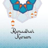 Ramadan kareem in Arabisch schoonschrift groeten met Islamitisch pictogrammen vector