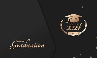 klasse van 2024 jaar diploma uitreiking van versieren felicitatie met laurier krans voor school- afgestudeerden vector