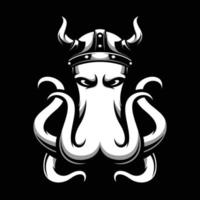 Octopus zwart en wit mascotte ontwerp vector