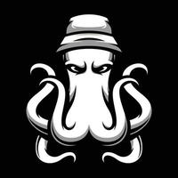 Octopus zwart en wit mascotte ontwerp vector