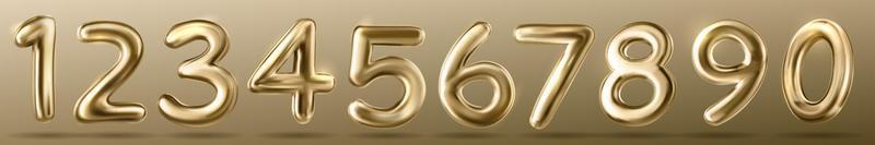 3d goud getallen lettertype. gouden ballonnen voor verjaardag vector