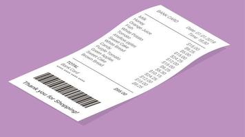 isometrische winkel ontvangst, papier betaling Bill vector