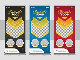 eten en restaurant roll-up banner ontwerpsjabloon vector