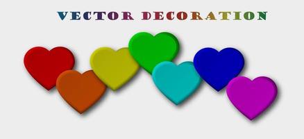 reeks van harten in regenboog kleuren. 3d vector. vector