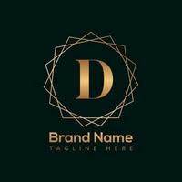 luxe brief d goud koningin ontwerp logo. elegant goud logo ontwerp consept voor boetiek, restaurant, bruiloft onderhoud, hotel of bedrijf identiteit. vector