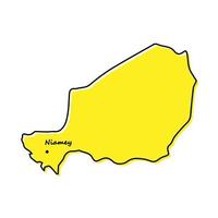 gemakkelijk schets kaart van Niger met hoofdstad plaats vector