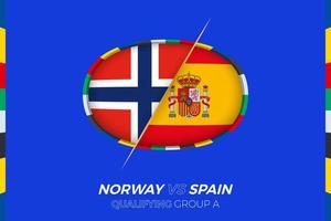 Noorwegen vs Spanje icoon voor Europese Amerikaans voetbal toernooi kwalificatie, groep a. vector