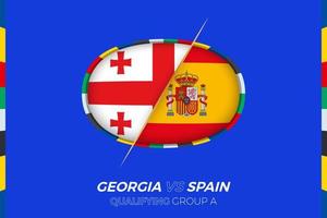 Georgië vs Spanje icoon voor Europese Amerikaans voetbal toernooi kwalificatie, groep a. vector