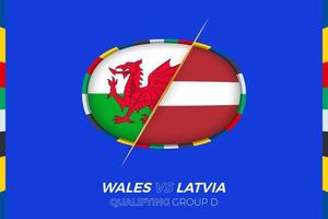 Wales vs Letland icoon voor Europese Amerikaans voetbal toernooi kwalificatie, groep d. vector