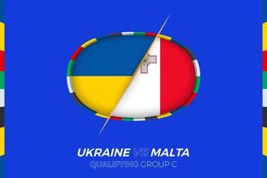 Oekraïne vs Malta icoon voor Europese Amerikaans voetbal toernooi kwalificatie, groep c. vector
