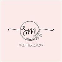 eerste sm vrouwelijk logo collecties sjabloon. handschrift logo van eerste handtekening, bruiloft, mode, juwelen, boetiek, bloemen en botanisch met creatief sjabloon voor ieder bedrijf of bedrijf. vector