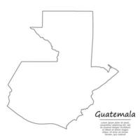 gemakkelijk schets kaart van Guatemala, silhouet in schetsen lijn stijl vector