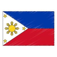 hand- getrokken schetsen vlag van Filippijnen. tekening stijl icoon vector