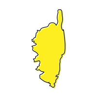 gemakkelijk schets kaart van Corsica is een regio van Frankrijk vector