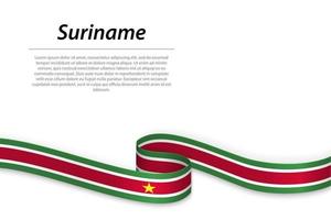 zwaaiend lint of spandoek met vlag van suriname vector