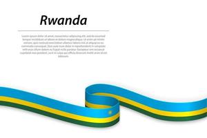 golvend lint of banier met vlag van rwanda vector