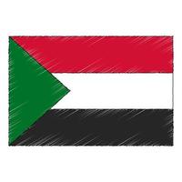 hand- getrokken schetsen vlag van Soedan. tekening stijl icoon vector