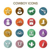 cowboy lange schaduw pictogrammen vector