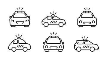 Politie auto schets icoon reeks geïsoleerd Aan wit achtergrond vector