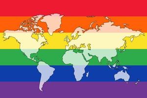 wereld kaart ondersteunen lgbt gemeenschap vector illustratie. vector icoon. wereld silhouet kaart.